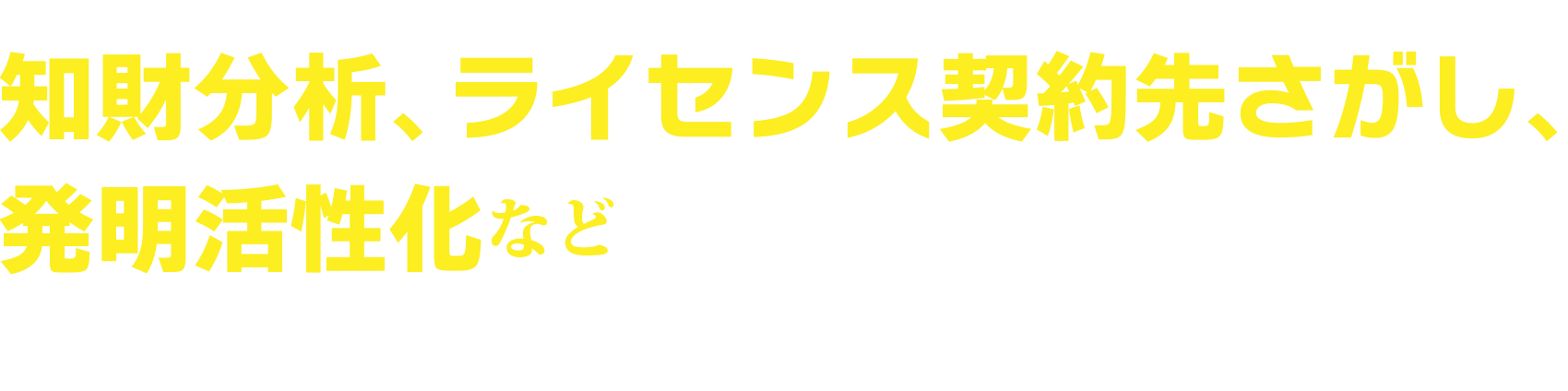 知財分析、ライセンス契約先さがし、発明活性化など、出願以外の知財に関する様々な業務に対応