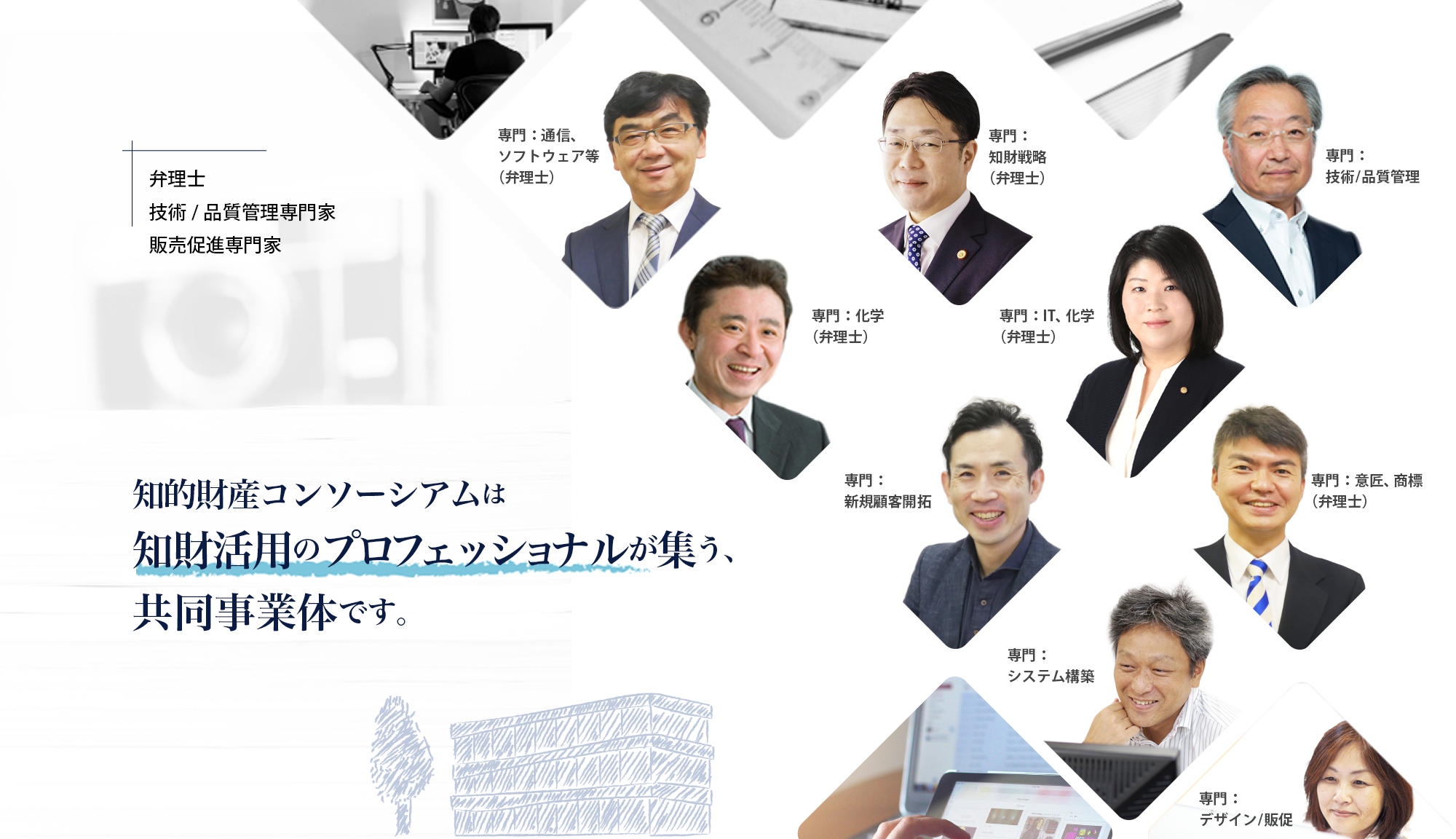 知的財産コンソーシアムは、知財活用のプロフェッショナルが集う、共同事業体です。